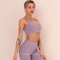 Premium Activewear Cut Out Back High Quality Yoga Set Cute Moisture Wicking Double Straps Ladies Sport Wear